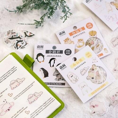Kawaii animal Penguin cat Decorative Stickers Adhesive Stickers DIY Decoration Diary Japanese Stationery Stickers Children Gift