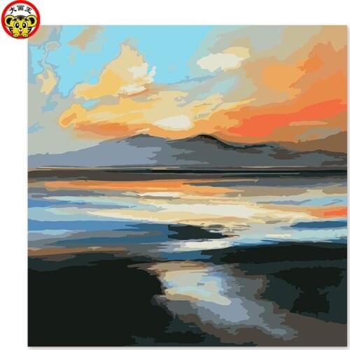 Painting by numbers art paint by number pink clouds Abstract sky Digital Painting Decorative paintings Taste Living room painti