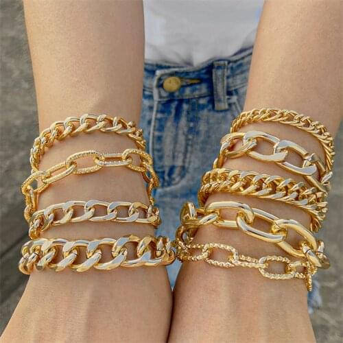 Punk Gold Chain Bracelets Branch Geometric Beads Stacking Bracelet Set Multi Chain Layered Bracelets 2021 New Jewelry