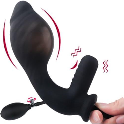 Inflatable Anal Dildo Vibrator For Men Anal G spot Stimulator Prostate Massager Big Butt Plug Anal Expansion Male Sex Toys