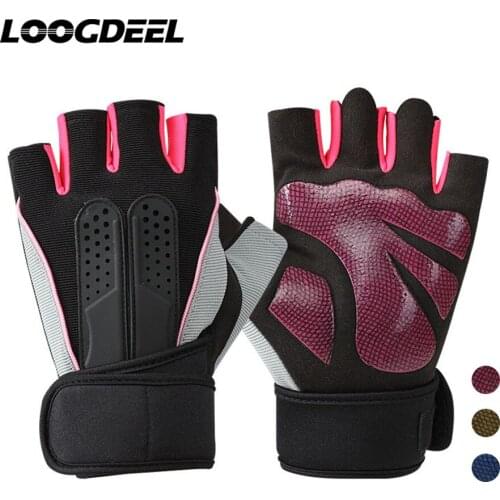 LOOGDEEL Weightlifting Gloves Breathable Non-slip Gloves Adjustable Gym Sport Wearable Fitness Equipment Training Workout Gloves