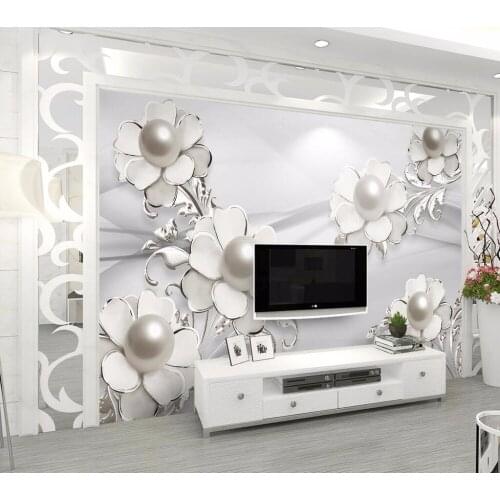 Beibehang Custom Wallpaper Fashion Stereo Pearl Jewelry Flower TV Background Home Decorative Mural 3d wallpaper papel de parede