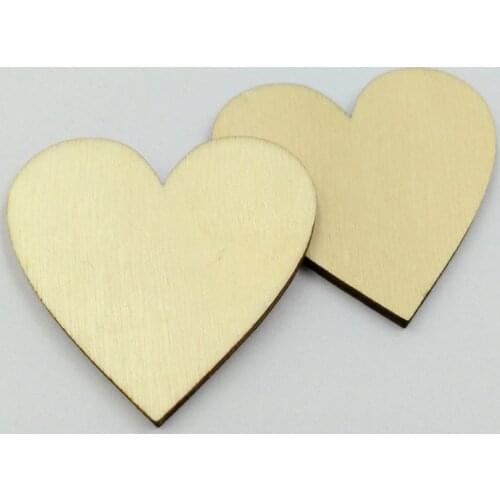 50Pcs/Bag Wedding Ornaments Button Decorative Wood Chips Eco-Friendly Blank Unfinished DIY Blank Heart Wood Slices Discs