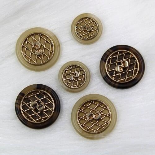 2pcs/lot Metal & Transparent resin Button Clothes Sweater Coat Decoration Suit Flat Button Accessories DIY Clothing X-001