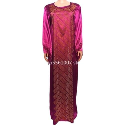 Silk Diamonds Dress 2020 African Women Loose Maxi Dress Elegant Lady Vintage Pearl Beading Long Flare Sleeve Robe Fashion Dress