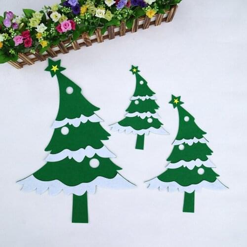 School Children Blackboard Decoration Kindergarten Handmade Toy Green Christmas Tree Snow Flake Felt Craft Home Wall Sticker