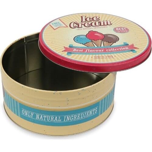 Modern Koopman Metal Multi-Purpose Storage Container Ice Cream Round