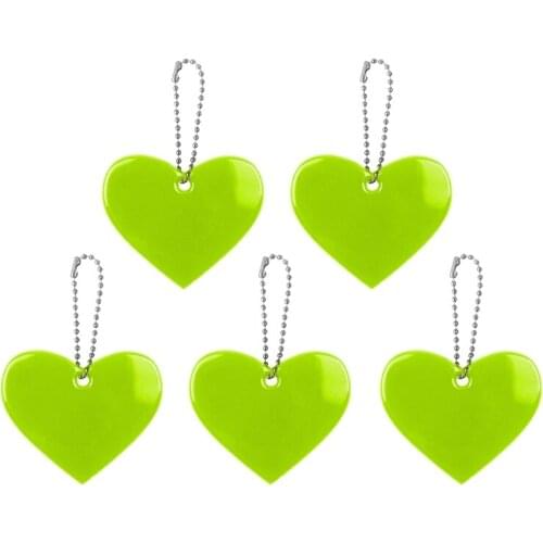 5Pcs Heart Shape Reflective Keychain Bag Pendant Accessories Soft PVC Reflector G32B