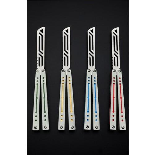 11 Colors Nautilus Butterfly Training Knife CNC Channel Aluminum Handle Bushing System Not Sharp Blade Folding EDC Trainer Knife