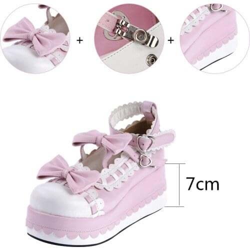 2020 New Japanese Style Lolita Shoes Platform Shoes Girls Princess Cosplay Shoes Women Shoes w/Bowknot Eur Size 35-44