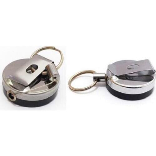 Pull Keychain Retractable Metal Card Badge Holder Steel Recoil Key Ring Belt Clip