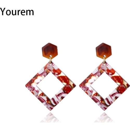 YOUREM 4.5*3.5cm ethnic African Pendientes geometric acrylic dangle earrings for women good quality plastic light ce118