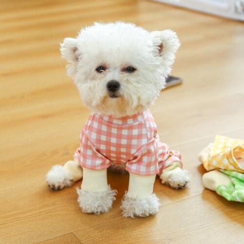Autumn Winter Pet Costumes Dog Clothes Pink Plaid Jumpsuit for Dog Cat Rompers XS Corgi Teddy Corgi Poodle Dog Pajamas Clothing