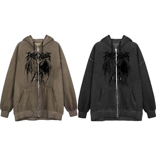 Womens Sweatshirt Autumn New Hoodies,2021 Fashion Casual\t Varsity Hiphop Streetwear Dark Wind Printed Jacket Female Clothing