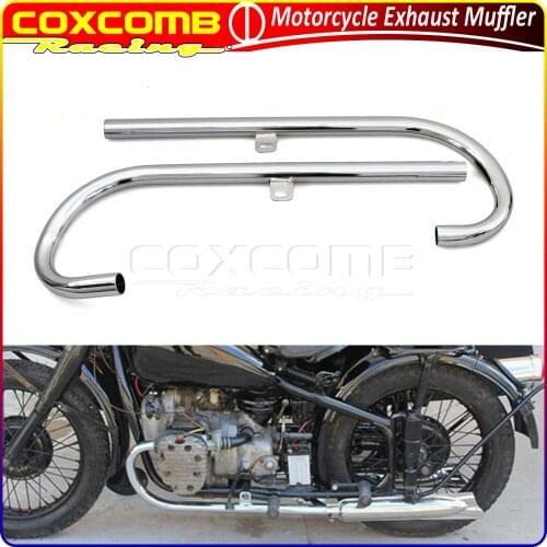 1Pair Motorcycle 24HP/32HP Chrome Exhaust Mufflers Pipes Front Muffler Tube For BMW Ural K750 M1 M72 R71 R12 CJ Dnepr MT12