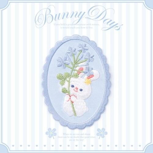 AHYONNIEX 1 PC Embroideried Flower Rabbit Patches for Girls Iron On Patches for Clothes Phone Case Glue Patch for Baby Clothes