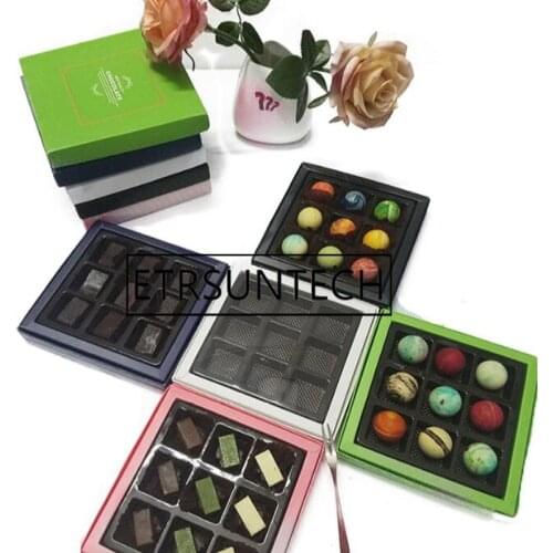 100pcs/lot 16.8*16.2*2.4CM Chocolate Macaron Box Hold 9 pcs Cracker Cookies Packaging Box For Wedding Party