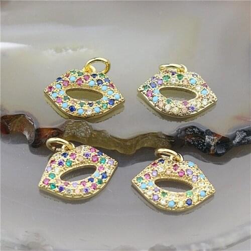 16*12mm 15pcs/lot New fashion cz lip pendant,popular cubic zircon charm,bracelet/necklace/earring accessories jewelry