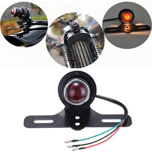 2018 Black new 12V Retro Motorcycle Tail Brake Light Lamp for Harley Bobber Chopper Cafe Racer