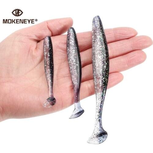 30/60/100pcs 7/9/12cm T-tailed Softworm Wobbler Swimbait Streamer Spinnerbait Sequins Inside Silicone No Odor Soft Lure