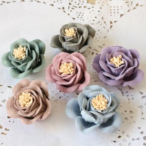 5Pcs/lot 4cm DIY Fabric Flower Simulation Camellia Flower Decoration Flower For DIY Accessories