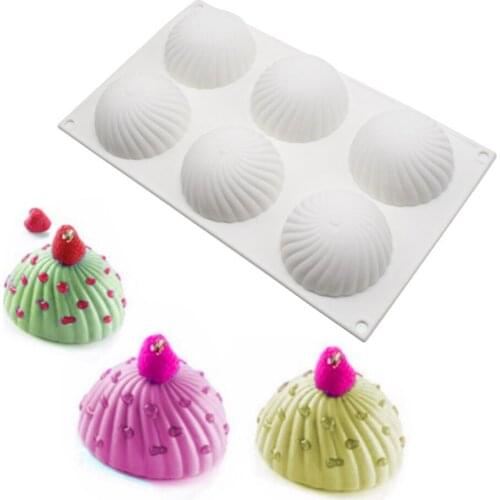 6 Cavity Spiral Cake Mold Silicone Mousse Mold Buns Styling DIY Baking Mold Silicone Christmas Cake Tools