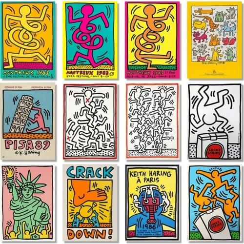 Abstract Printable Keith Art Exhibition Wall Poster Pisa Vintage Pop Canvas Painting Decoration Mural Home Room Decor