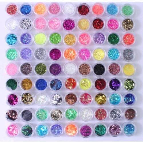 90 Pots Mixed Colors Nail Glitter Powder Glitter Dust Nail Sequins Paillette For UV GEL Acrylic Nail Art Tips Accessories