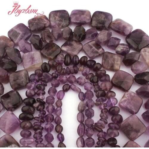 Amethyst Natural Stone Beads Round Freefrom Drop Spacer Beads for Women DIY Necklace Bracelet Earring Pandant Jewelry Making 15"