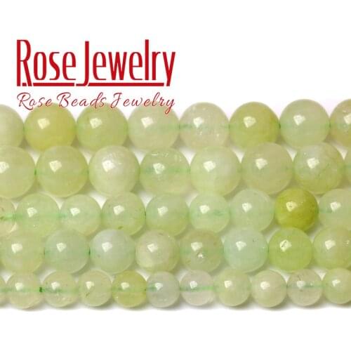 Natural Green Jades Beads Green Prehnite Round Loose Stone Beads For Jewelry Making Diy Bracelet Accessories 6 8 10mm 15" Strand