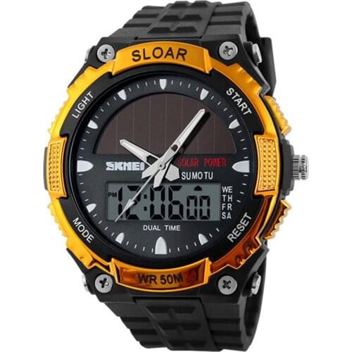 SKMEI Sport Watch Men Clock Male Digital Wrist Watches Top Outdoor Solar Power 12/24 Hour Water Resistant Mens Watch Relojes