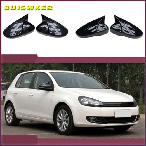 For Volkswagen GOLF 6 VI MK6 GTI R Line R20 Touran Carbon Fiber Pattern Mirror Case Black Side Wing Rearview Mirror Cover