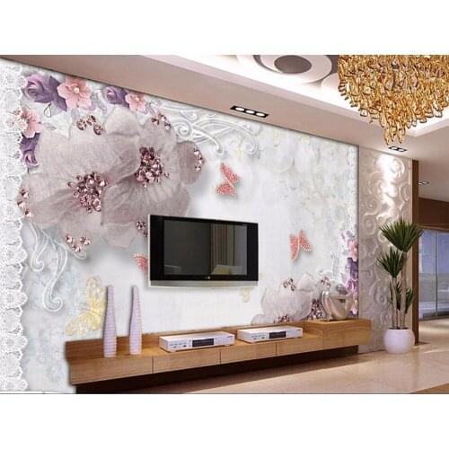 CJSIR Custom Photo Wall Murals Wall Stickers Floral Jewelry Lace TV Wall Papel De Parede Wallpaper for Walls 3 d Home Decors