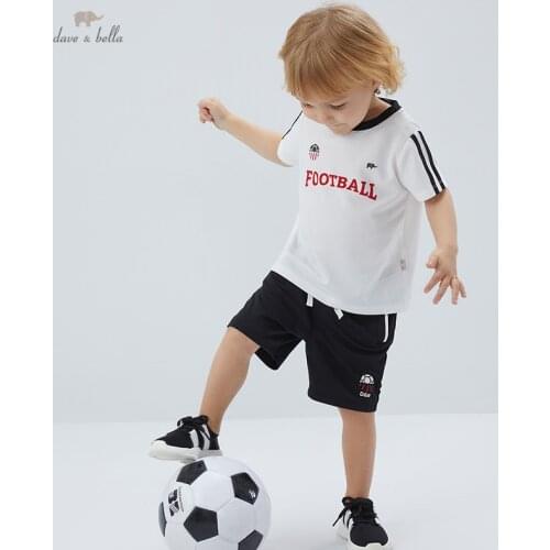 DBX17277 dave bella summer baby boys casual letter striped clothing sets kids fashion short sleeve sets children 2 pcs suit