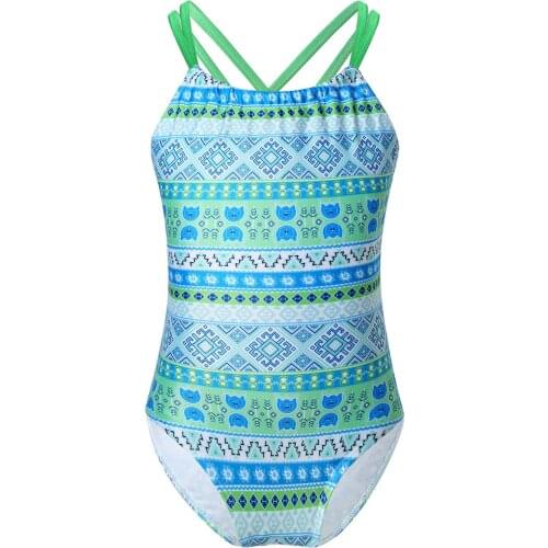 2021 Kids Girls One-Piece Swimsuit Adjustable Straps Bohemian Beach Leotard Children Bikini Swimwear Bathing Suits Beachwear