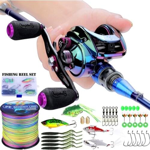 Sougayilang 2.1m Fishing Reel and Line Lure Connertor Set Baitcasting Reels 6.3:1 Bass Bait Casting Fishing Reels Saltwater Reel