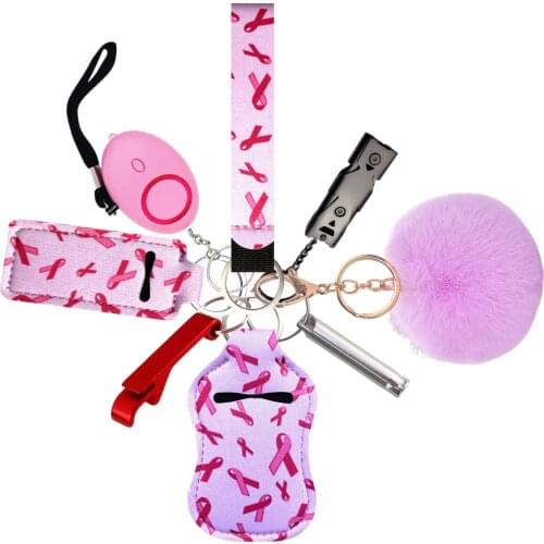 Beauty Lip Gloss Box Portable Hand Sanitizer Holder Self Defense Alarm Wristlet Keychain Personal Safety for Women Child Elder