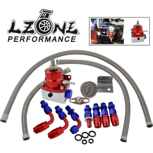 LZONE - Universal Adjustable Fuel Pressure Regulator Oil 160psi Gauge AN6 Fitting End WITH / WITHOUT PQY LOGO + STICKER JR7843