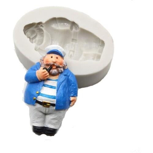 Small Smoking Captain Fondant Silicone Cake Mold Dry Pace shape Chocolate Biscuit Baking Tools