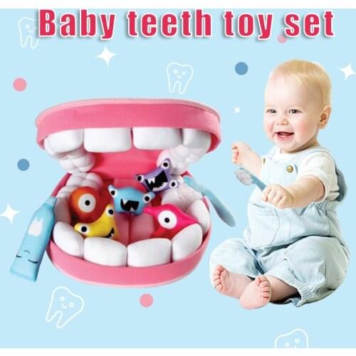 Plush Teeth Toy Set Soft Cosplay Play Props Creative Childrens Early Education Toys Novelty Gift for Boys Girls LBV