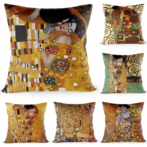 Gustav Klimt The Kiss Pillowcase 40X40cm(one sides) Pillow Case Modern Home Decorative For Living Room Stock Pillow Cover