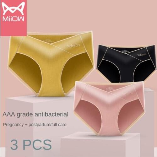 MiiOW Pregnant Womens Underwear Cotton Low Waist Second Third Trimester Early Pregnancy Antibacterial Underwear Postpartum