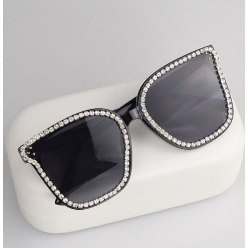 2021 new diamond Sunglasses Womens round face big face Korean large frame fashion sunglasses advanced feeling