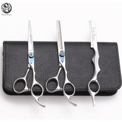 6" 17.5cm Purple Dragon Hairdressing Scissors Z1115 Barber Scissors Cutting Scissors Thinning Shears Hair Scissors Razor Add Bag