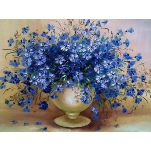 Scenery diamond painting cornflower pot full rhinestone embroidery picture puzzle toy diamond art drawing wall sticker decor