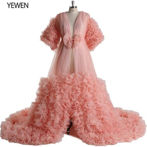 New Arrival Organza Ruffles Maternity Gowns Short Sleeve V Neck Maternity Pregnant Women Fancy Pregnancy Dress Photography Props