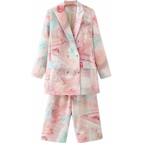 Professional clothes for women suit set Printed blazers And pants 2 piece set women pants set suit women blazer set