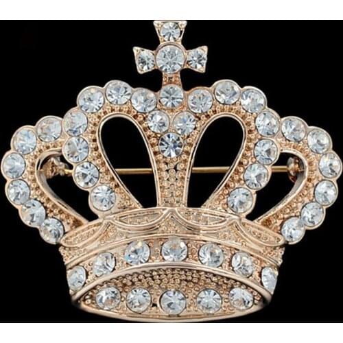 Drop&Wholesale Fashion Rhinestone Style Brooch Pin Crown Design Breastpin Vintage Wedding Gift APR28