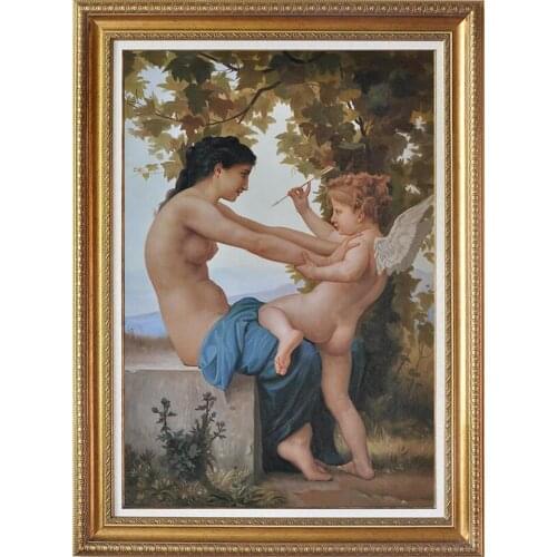 Famous Painting Reproduction Young Girl Defending Herself Against Cupid Hand Painted Unframed Figure Painting Canvas Paintings