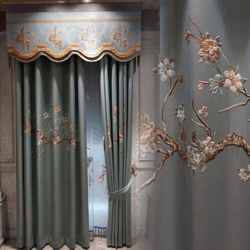 Luxury New Chinese Jacquard High Precision Single Flower Window Shade Cloth Curtains for Bedroom Living Room Blackout Curtains